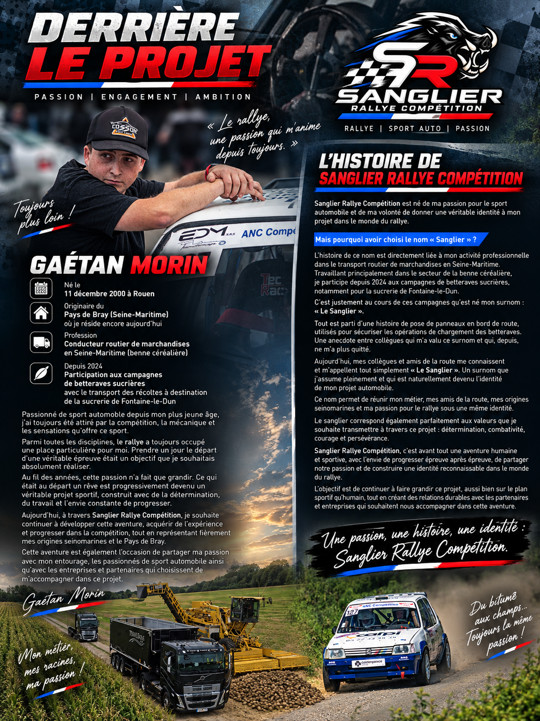 Présentation de Gaëtan Morin et de l'histoire de Sanglier Rallye Compétition